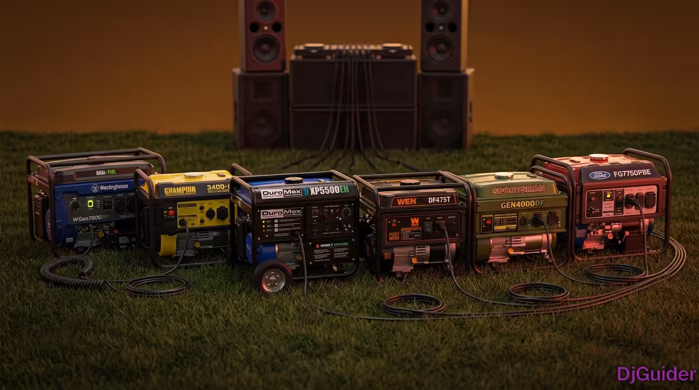 Dual fuel portable generator for DJ equipment
