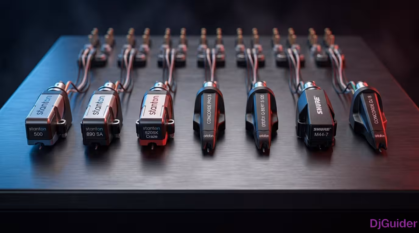 Collection of DJ turntable needles and cartridges