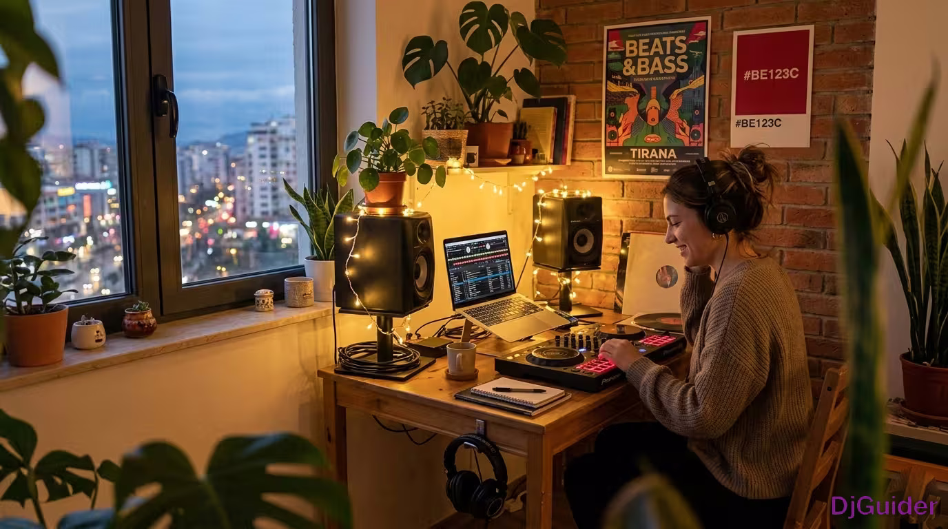 DJ setup in a small apartment
