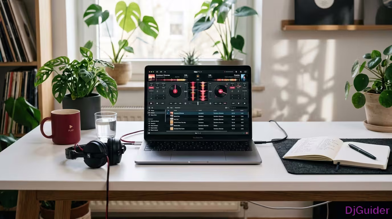 DJ software running on a laptop without hardware