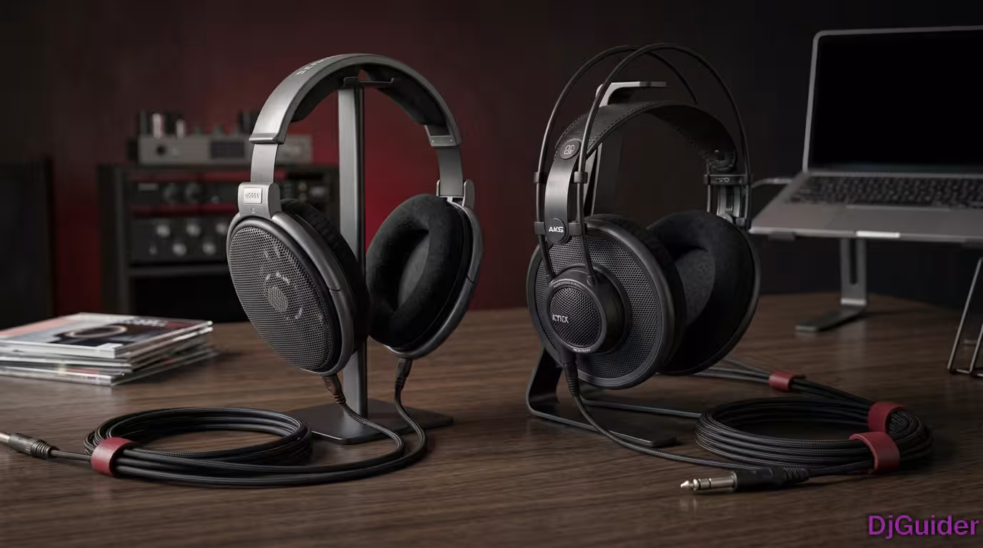 Sennheiser HD58X Jubilee and AKG K7XX headphones side by side