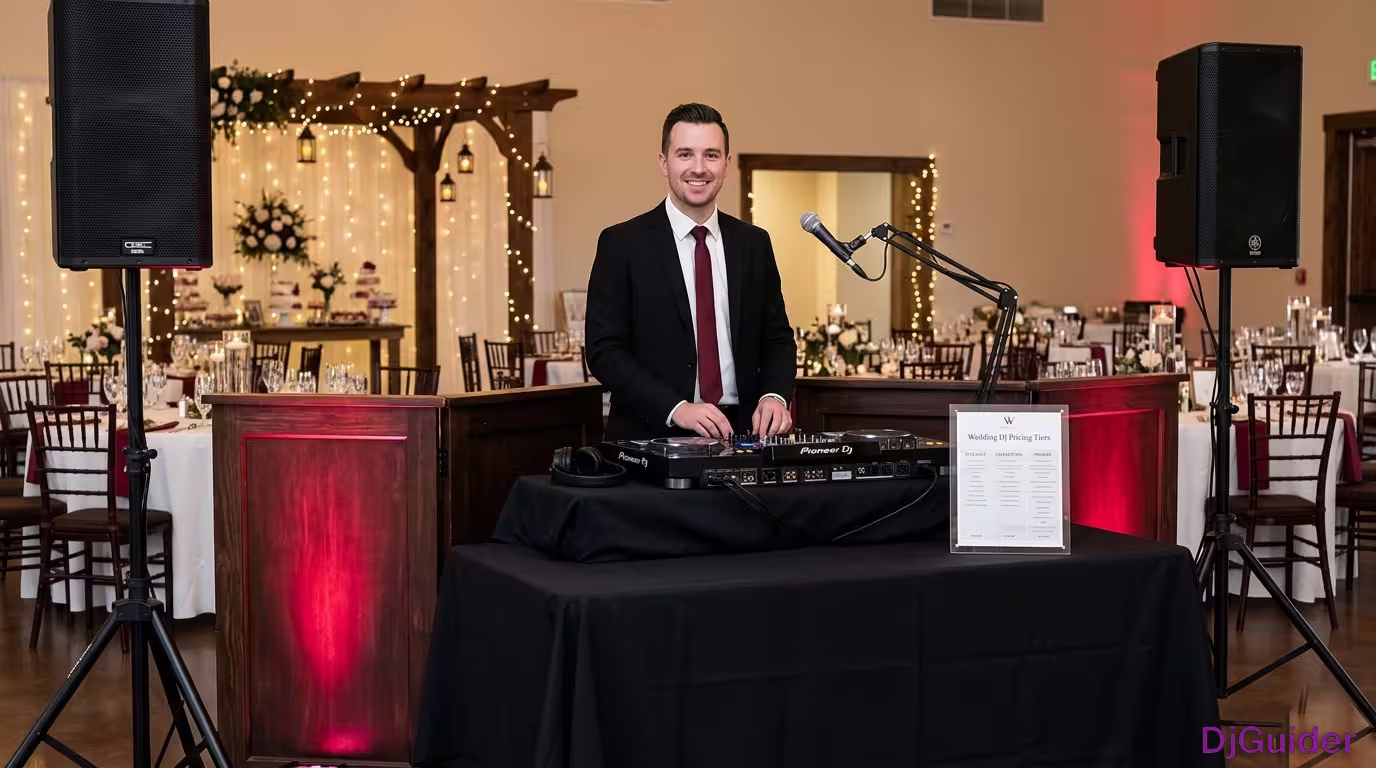 Wedding DJ setup with pricing comparison